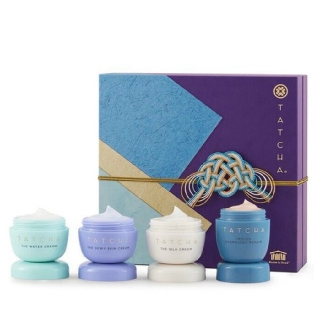 Tatcha 4-Piece Hydration Obento Gift Set: Water Cream, Silk, Dewy & Indigo Minis